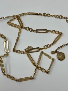 Chaps Womens Medium Large Chain Belt Gold Tone Horse Bit Links Vintage